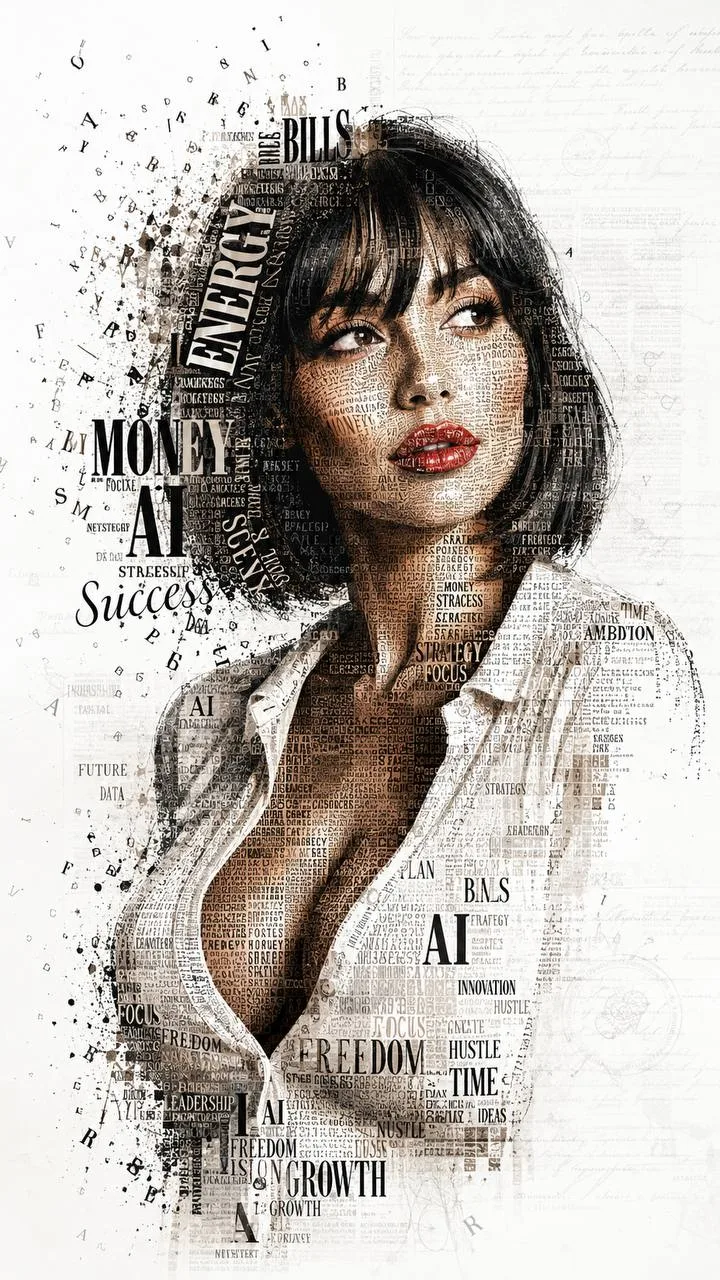 Typography Girl — Girly AI image prompt